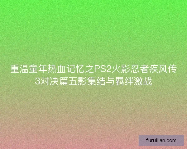重温童年热血记忆之PS2火影忍者疾风传3对决篇五影集结与羁绊激战